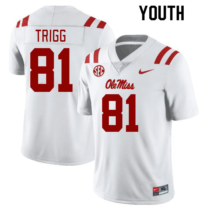 Youth #81 Michael Trigg Ole Miss Rebels College Football Jerseyes Stitched Sale-White